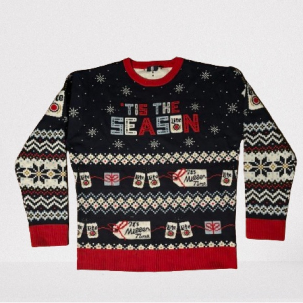 MILLER LITE Beer Holiday Sweater *NEW* XL 'Tis the Season / Its Miller Time
